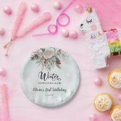 エバーグリーンウィンターオネダーランドファースト誕生日 ペーパープレート (パーティー)