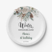 エバーグリーンウィンターオネダーランドファースト誕生日 ペーパープレート (正面)