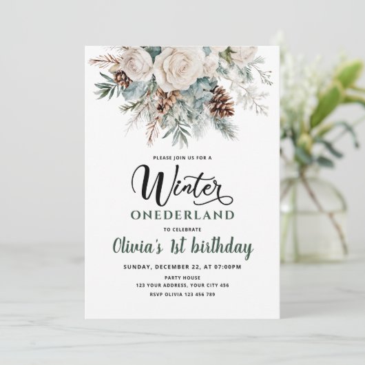 エバーグリーンウィンターオネダーランドファースト誕生日 招待状 (スタンド正面)