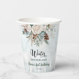 エバーグリーンウィンターオネダーランドファースト誕生日 紙コップ