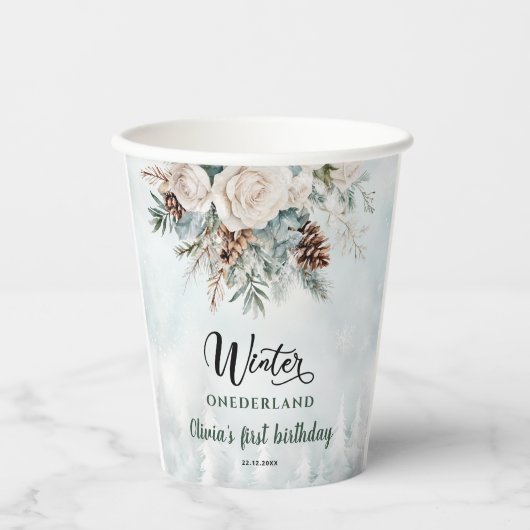 エバーグリーンウィンターオネダーランドファースト誕生日 紙コップ (正面)