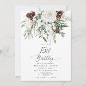 エバーグリーンウィンターキンセアニェラ15誕生日 招待状 (正面)