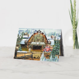 エバーグリーンウィンターバーンサンキューカード5"x7" サンキューカード