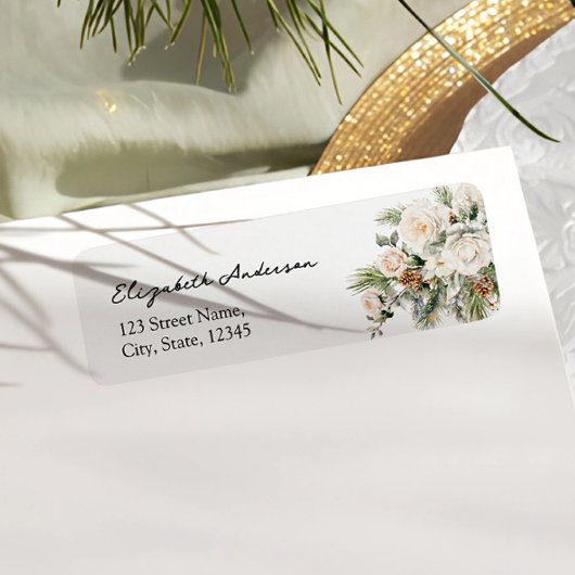 エバーグリーンウィンターフローラブライダルシャワーリターン ラベル