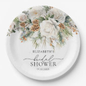 エバーグリーンウィンターフローラブライダルシャワー ペーパープレート (正面)