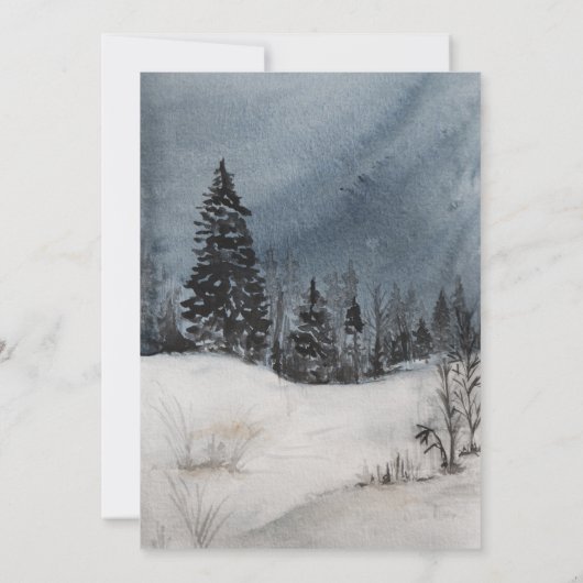 エバーグリーンウィンター結婚パインのリハーサルディナー 招待状 (裏面)