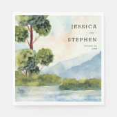 エバーグリーンウォーターパーソナライズされたカラー結婚ズ スタンダードランチョンナプキン (正面)