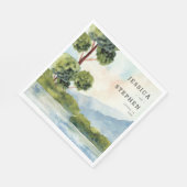 エバーグリーンウォーターパーソナライズされたカラー結婚ズ スタンダードランチョンナプキン (角)