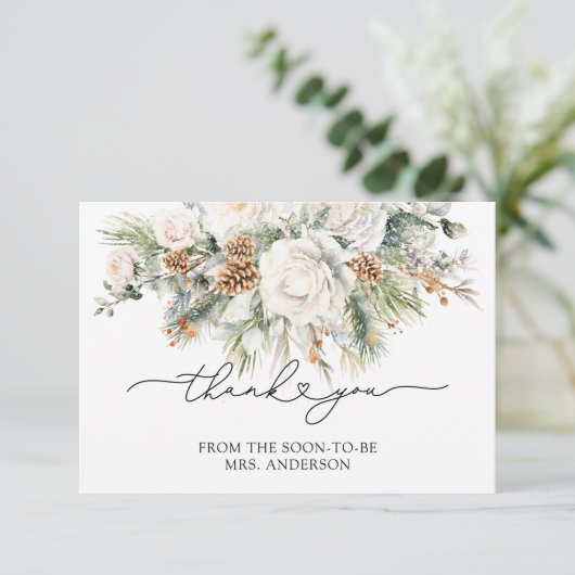 エバーグリーンエレガントウィンターブライダルシャワーありがとう カード (スタンド正面)
