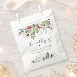 エバーグリーンエレガントクリスマスの冬の結婚式 フェイバーバッグ