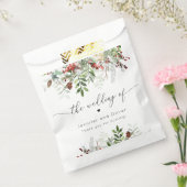 エバーグリーンエレガントクリスマスの冬の結婚式 フェイバーバッグ (封をした状態)