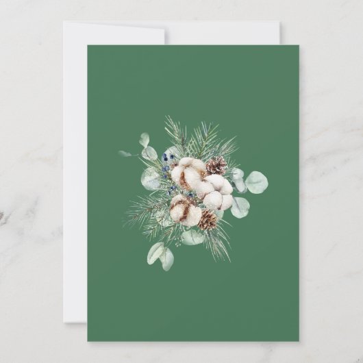 エバーグリーンエレガント冬の赤ん感謝してい坊のシャワー サンキューカード (裏面)