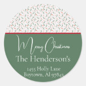 エバーグリーンカラーブロックパターンホリデー ラウンドシール (正面)