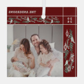 エバーグリーンガーランドフレームフォトクリスマス ガラスオーナメント (裏面)