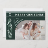 エバーグリーンガーランドモダンワンフォトクリスマス シーズンカード (正面)