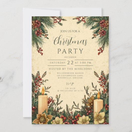 エバーグリーンキャンドルライトクリスマスパーティー 招待状 (正面)