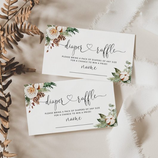 エバーグリーンクリスマスおむつラッフルチケット エンクロージャーカード