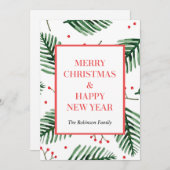 エバーグリーンクリスマスカード、ハッピーニューイヤーシック シーズンカード (正面/裏面)