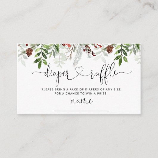 エバーグリーンクリスマスツリーおむつラッフルチケット エンクロージャーカード (正面)