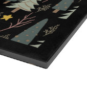 エバーグリーンクリスマスツリーパターンコージーウィンターブラック カッティングボード (角)