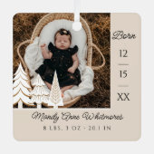 エバーグリーンクリスマスツリーベビー誕生写真 メタルオーナメント (正面)