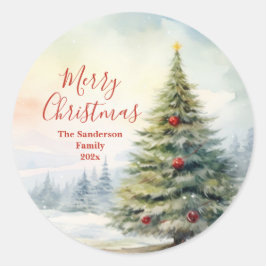 エバーグリーンクリスマスツリーヴィンテージシール ラウンドシール