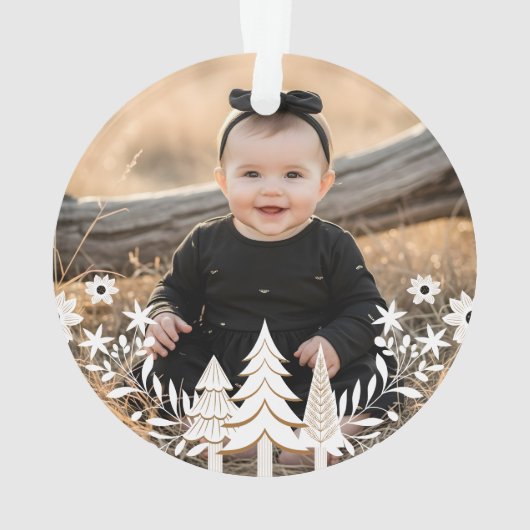 エバーグリーンクリスマスツリー初めてのクリスマス写真 オーナメント (裏面)