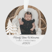 エバーグリーンクリスマスツリー初めてのクリスマス写真 オーナメント (正面)