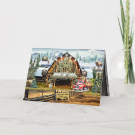 エバーグリーンクリスマスバーンホリデーカード5"x7" サンキューカード