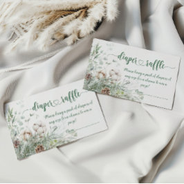 エバーグリーンクリスマスパインコーンおむつラッフルチケット エンクロージャーカード