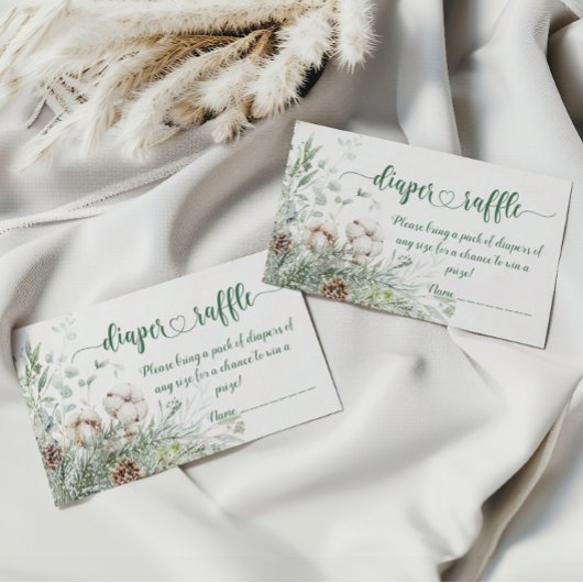 エバーグリーンクリスマスパインコーンおむつラッフルチケット エンクロージャーカード