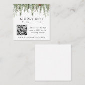 エバーグリーンクリスマスホリデーウィンターQRコードRSVP スクエア名刺 (正面/裏面)