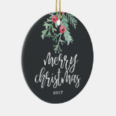 エバーグリーンクリスマスホリデーフォトオーナメント石板 セラミックオーナメント (右)