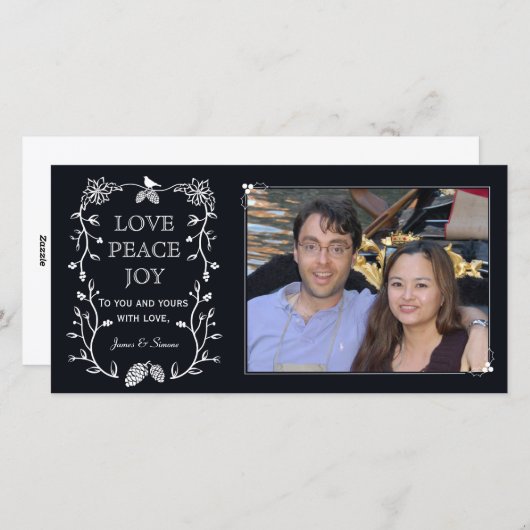 エバーグリーンクリスマスホリデーフォトカード シーズンカード (正面/裏面)