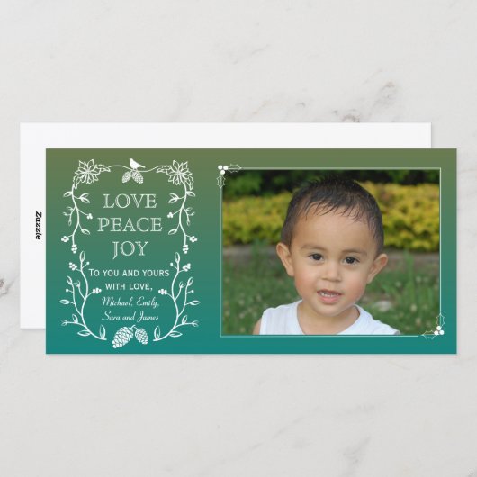 エバーグリーンクリスマスホリデーフォトカード シーズンカード (正面/裏面)