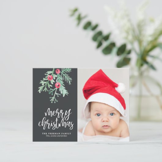 エバーグリーンクリスマスホリデーフォトポストカード石板 シーズンポストカード (スタンド正面)