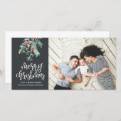 エバーグリーンクリスマスホリデーフォト石板 シーズンカード (正面/裏面)