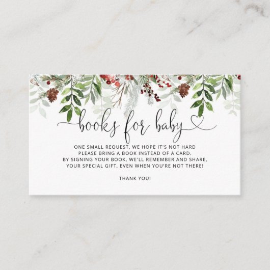 エバーグリーンクリスマス雪の本ベビーチケット エンクロージャーカード (正面)