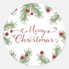エバーグリーングリーティング – クリスマスステッカー ラウンドシール