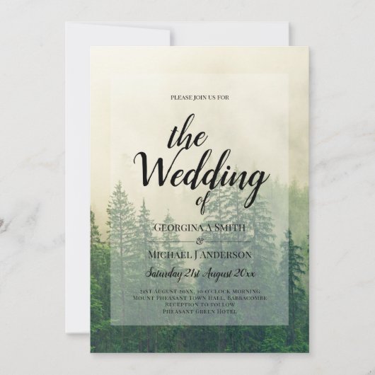 エバーグリーンズウィンターウェディングマウンテンフォレスト 招待状 (正面)