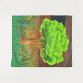 エバーグリーンツリーのアートワークの写真 – 森の木 タペストリー (正面(横))