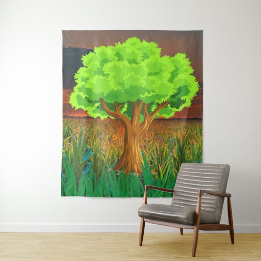 エバーグリーンツリーのアートワークの写真 – 森の木 タペストリー (インサイチュ)