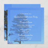 エバーグリーンツリー写真ブルー卒業 招待状 (正面/裏面)