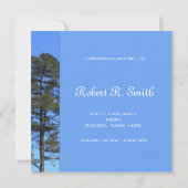 エバーグリーンツリー写真ブルー卒業 招待状 (裏面)