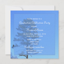 エバーグリーンツリー写真ブルー卒業 招待状