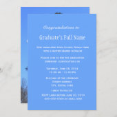 エバーグリーンツリー写真ブルー卒業 招待状 (正面/裏面)