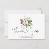 エバーグリーンパインコーン赤ちゃんシャワーサンキューカード カード (正面)