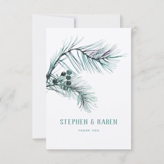 エバーグリーンパインズエレガントな結婚式ありがとう サンキューカード (正面)