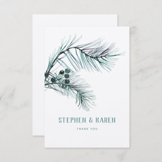 エバーグリーンパインズエレガントな結婚式ありがとう サンキューカード (正面/裏面)