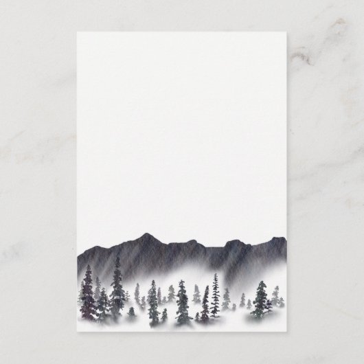 エバーグリーンパインツリーシンプル山脈結婚ズ エンクロージャーカード (裏面)